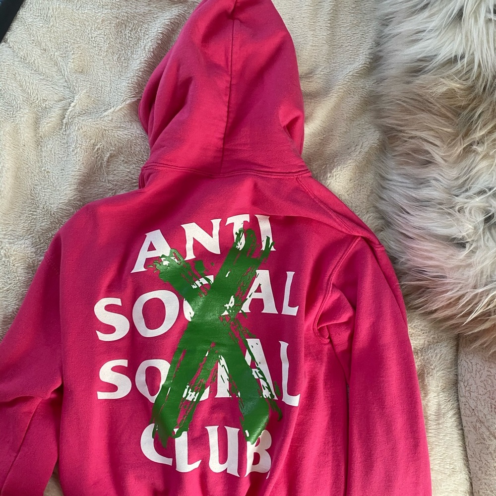 Pink Green & White Anti Social Social Club Hoodie